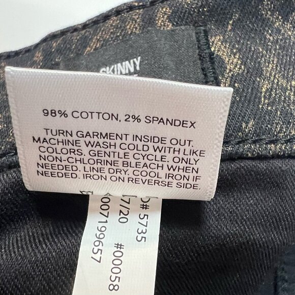 Express Mid Rise Skinny Jeans Size 4 R Black Metallic Gold Embossed Snake 5735 - Picture 9 of 10